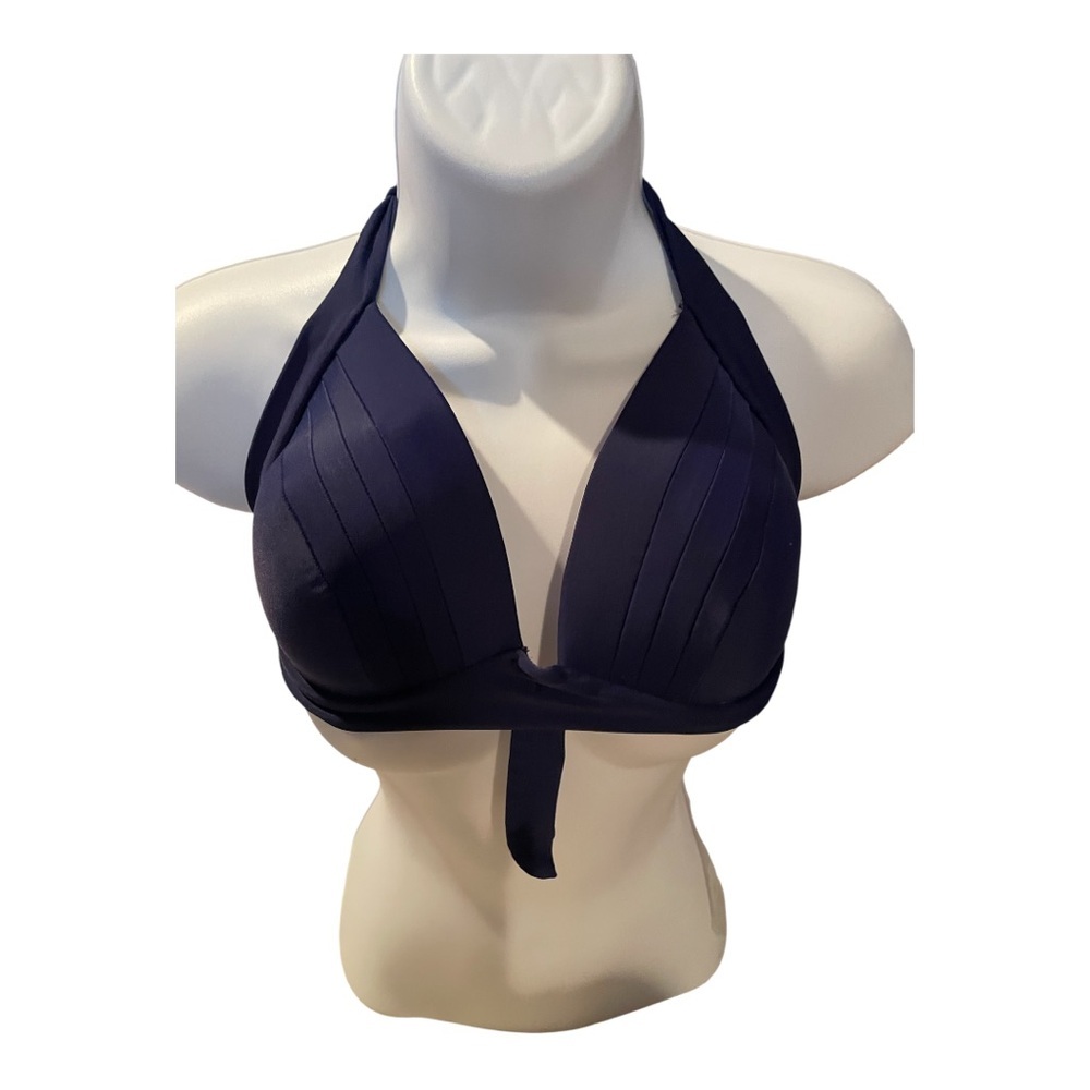 Women’s Navy Blue Halter Ruched Bikini Top Size Lg Unbranded
